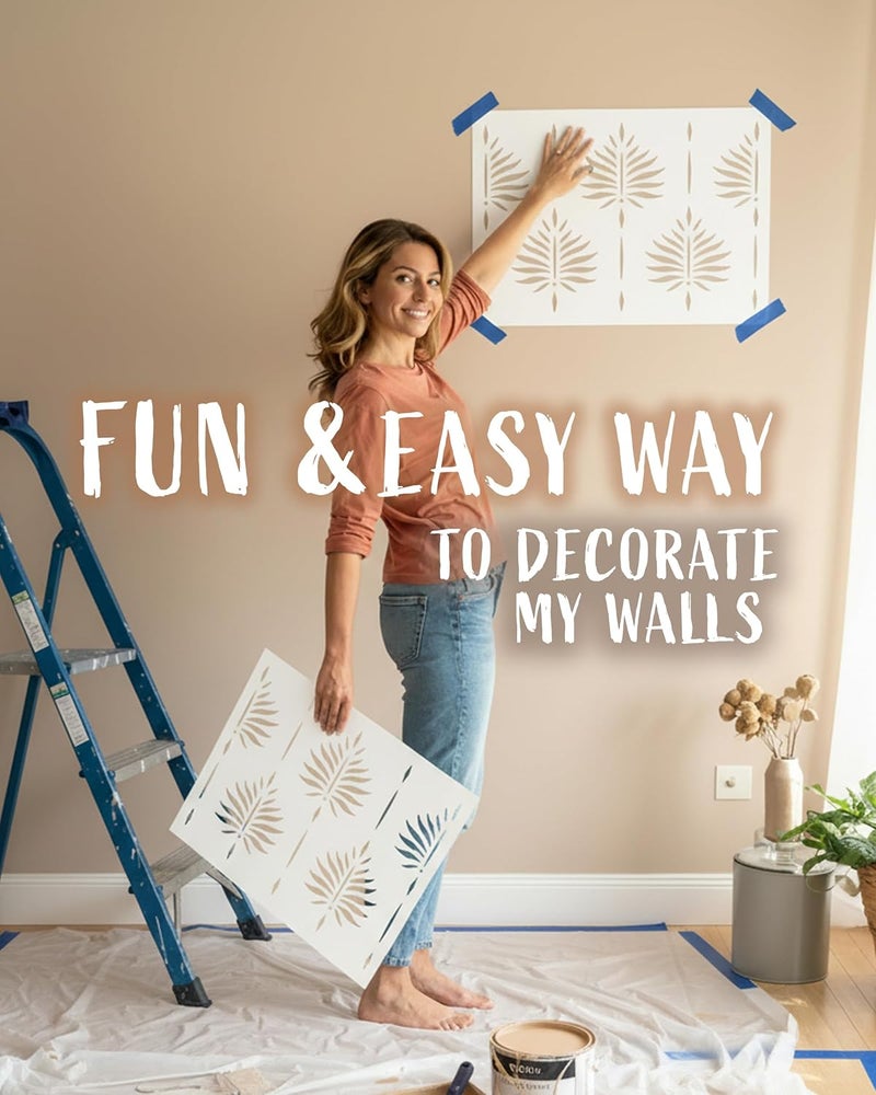 STENCILIT ® Fern Wall Stencil for Painting - 2 Pack of 17 x 22.5 in Stencil, Wall Stencils for Painting Large Pattern, Modern Large Wall Stencils - Image 2